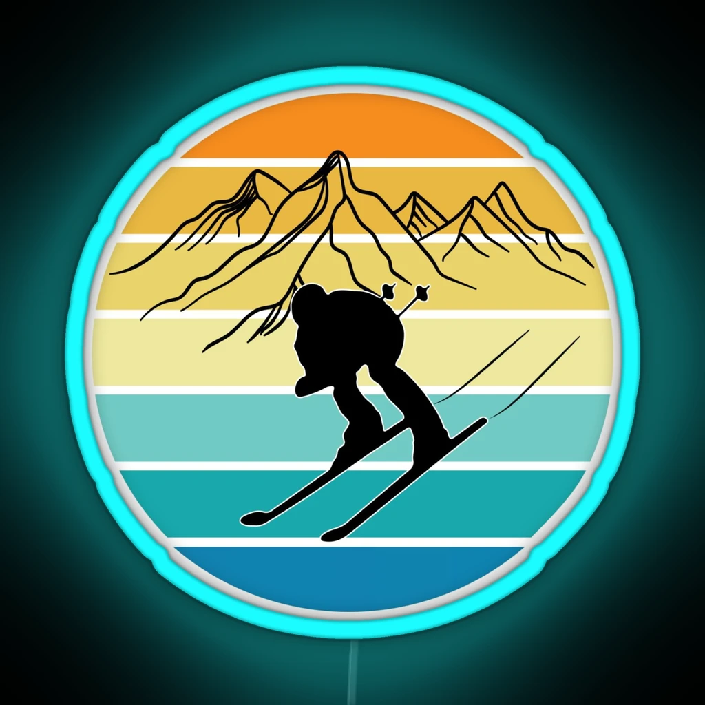 Ski Lover Vintage Ski Resort Skier Winter RGB Neon Sign Ski Lover Vintage Ski Resort Skier Winter RGB Neon Sign