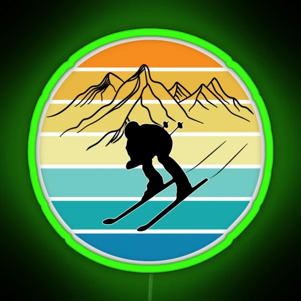 Ski Lover Vintage Ski Resort Skier Winter Sports Retro RGB Neon Sign