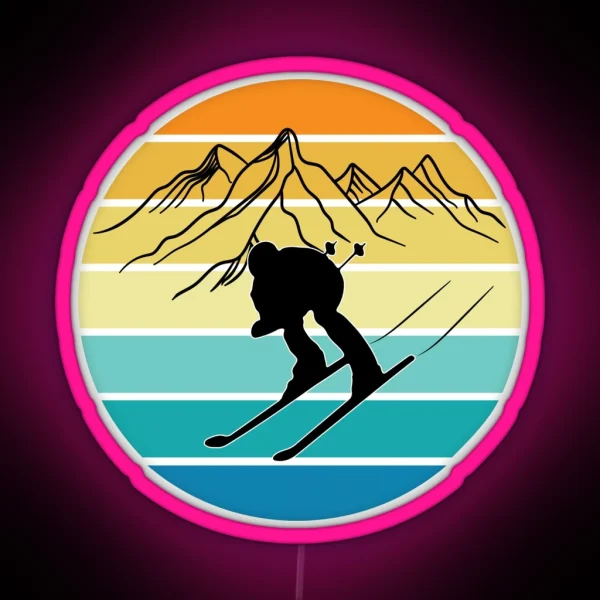 Ski Lover Vintage Ski Resort Skier Winter Sports Retro RGB Neon Sign