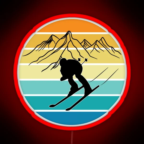 Ski Lover Vintage Ski Resort Skier Winter Sports Retro RGB Neon Sign