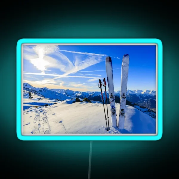 Ski Mountain Scene RGB Neon Sign