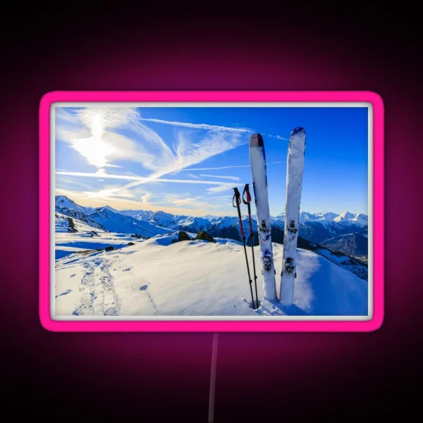 Ski Mountain Scene RGB Neon Sign