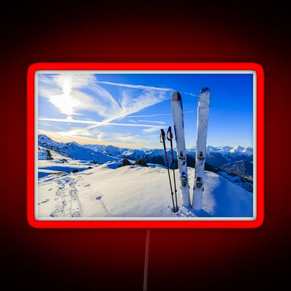 Ski Mountain Scene RGB Neon Sign
