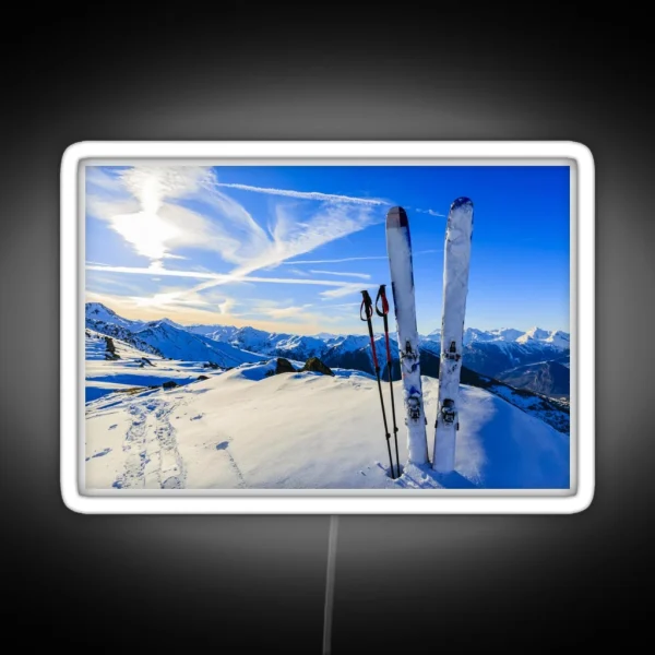 Ski Mountain Scene RGB Neon Sign