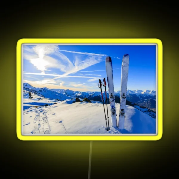 Ski Mountain Scene RGB Neon Sign