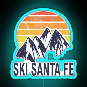 Ski Santa Fe New Mexico USA Ski Resort Snowboard Snowboarding Winter Skiing Wear Led Hoodies Sweaters And Jumpers RGB Neon Sign