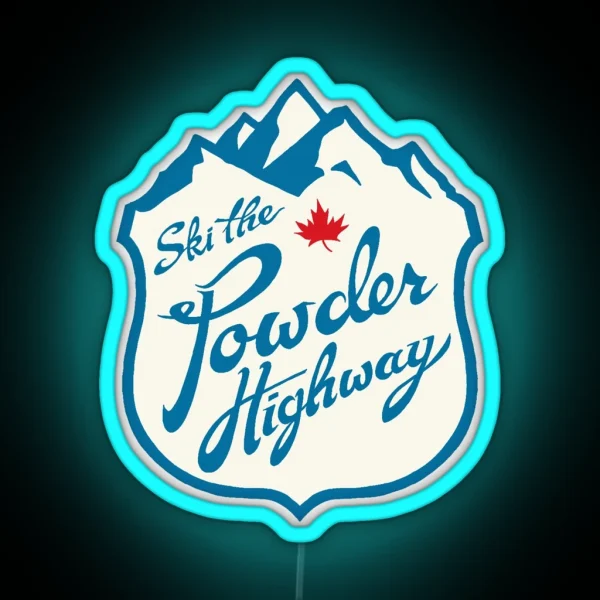 Ski The Powder Highway RGB Neon Sign