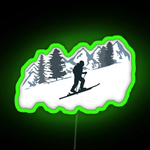 Ski Touring And Mountains RGB Neon Sign