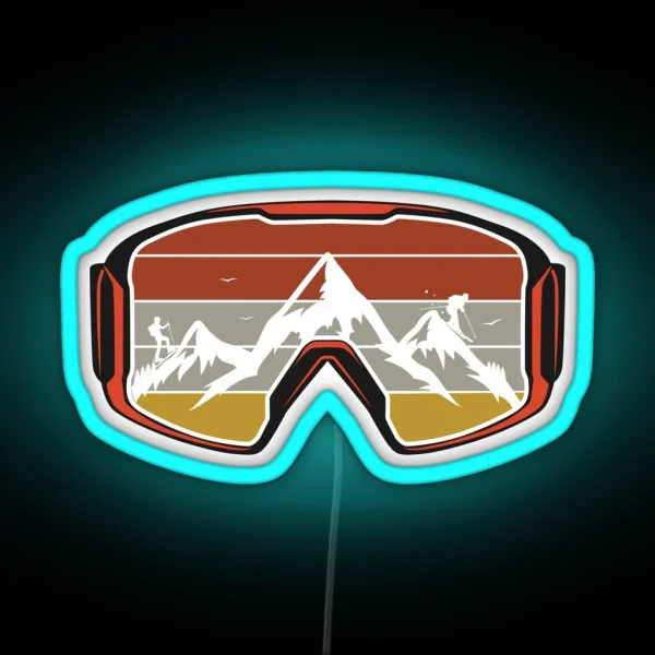 Ski Touring Mountains Heartbeat Ski Goggle Skiing RGB Neon Sign