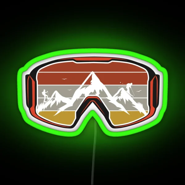 Ski Touring Mountains Heartbeat Ski Goggle Skiing RGB Neon Sign