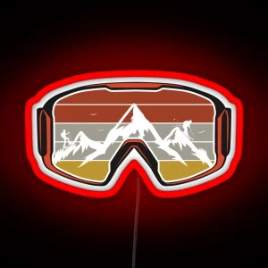 Ski Touring Mountains Heartbeat Ski Goggle Skiing RGB Neon Sign