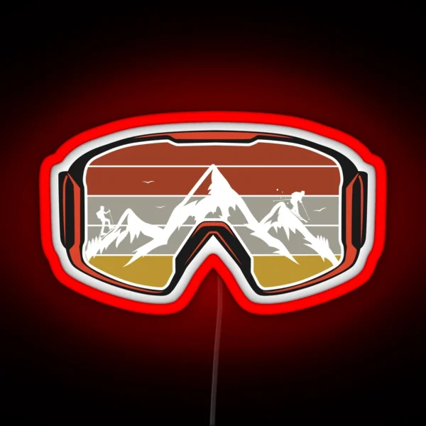 Ski Touring Mountains Heartbeat Ski Goggle Skiing RGB Neon Sign