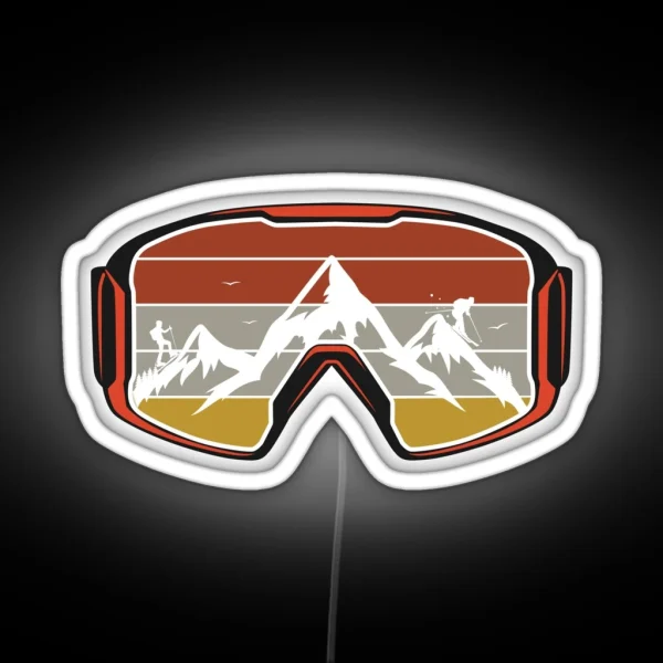 Ski Touring Mountains Heartbeat Ski Goggle Skiing RGB Neon Sign