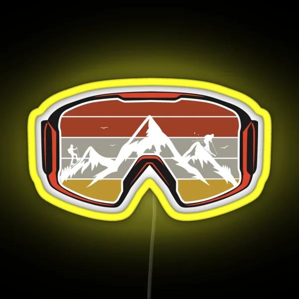 Ski Touring Mountains Heartbeat Ski Goggle Skiing RGB Neon Sign