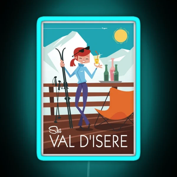 Ski Val D Isere Poster RGB Neon Sign