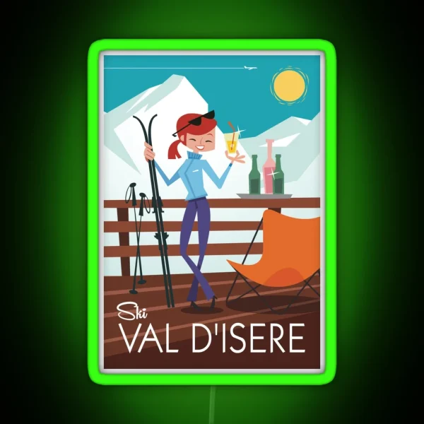 Ski Val D Isere Poster RGB Neon Sign