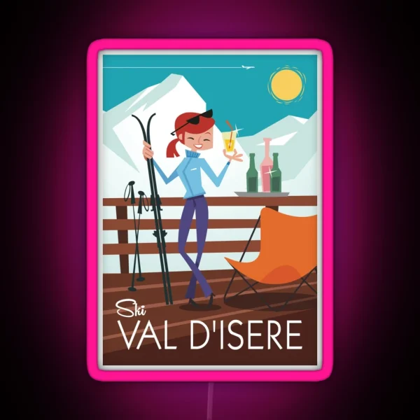 Ski Val D Isere Poster RGB Neon Sign