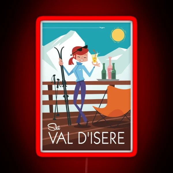 Ski Val D Isere Poster RGB Neon Sign
