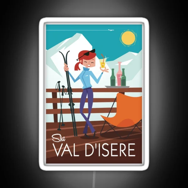 Ski Val D Isere Poster RGB Neon Sign