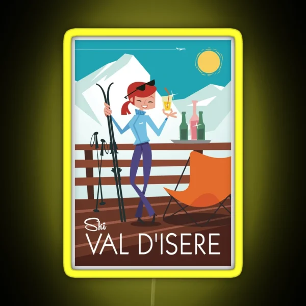 Ski Val D Isere Poster RGB Neon Sign