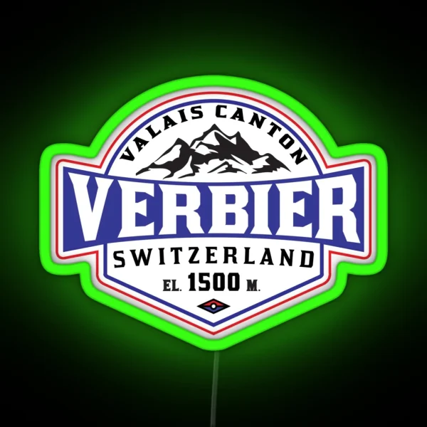 Ski Verbier Switzerland Skiing Valais Canton Matterhorn RGB Neon Sign