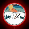 Ski lodge neon sign with bold winter sports typography