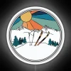 Skiing winter sports neon sign with colorful RGB lights