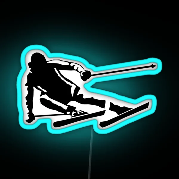 Skier In Action Skiing RGB Neon Sign