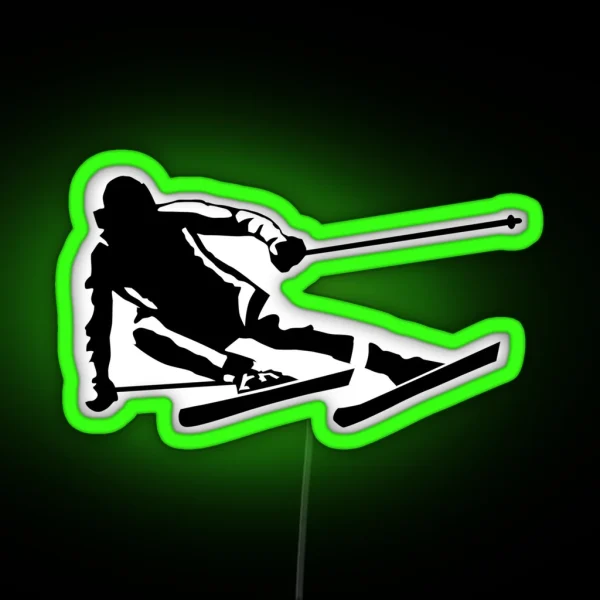 Skier In Action Skiing RGB Neon Sign