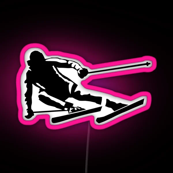Skier In Action Skiing RGB Neon Sign