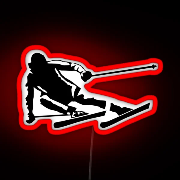 Skier In Action Skiing RGB Neon Sign