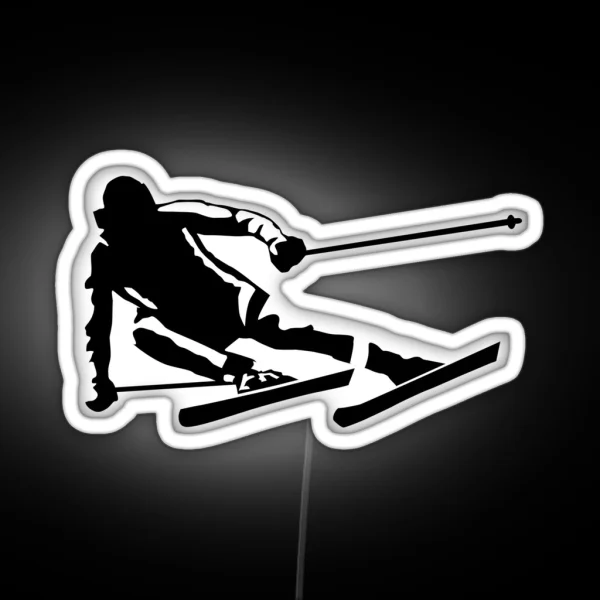 Skier In Action Skiing RGB Neon Sign