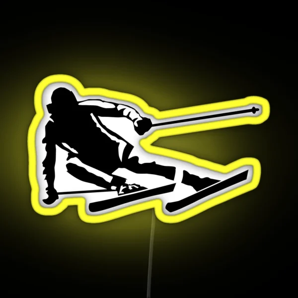 Skier In Action Skiing RGB Neon Sign