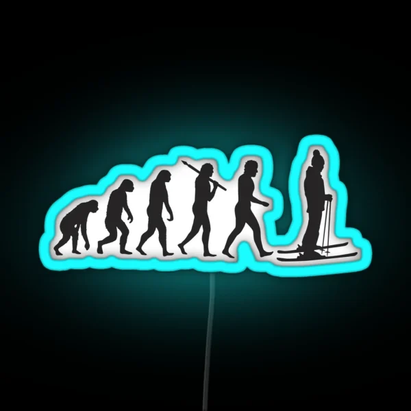 Skiing Evolution RGB Neon Sign