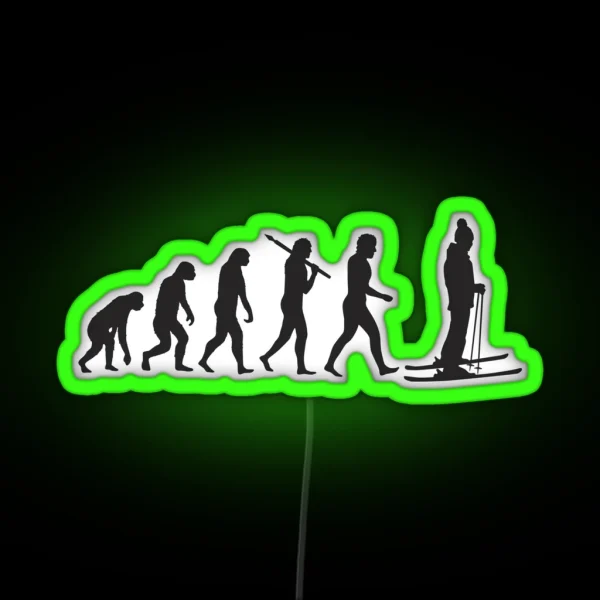 Skiing Evolution RGB Neon Sign