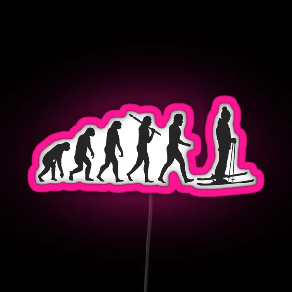 Skiing Evolution RGB Neon Sign