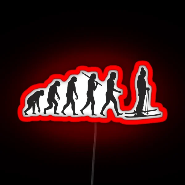 Skiing Evolution RGB Neon Sign