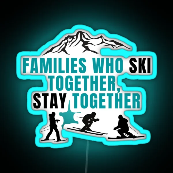 Skiing Families Family Of Skiers RGB Neon Sign