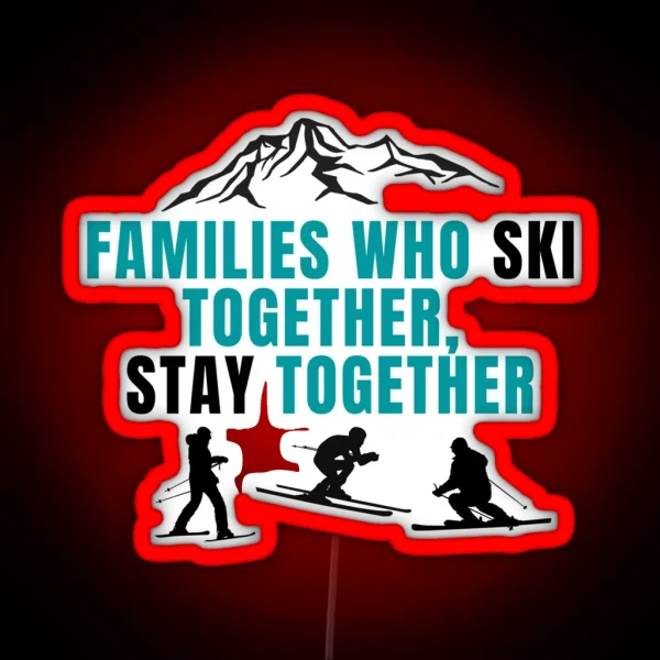 Skiing Families Family Of Skiers RGB Neon Sign