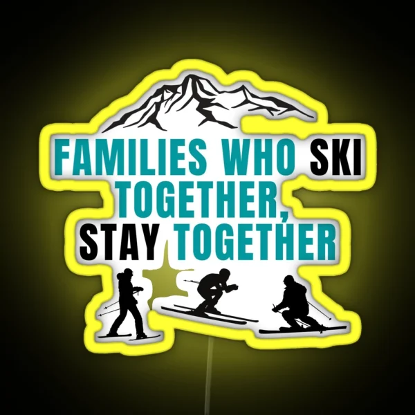 Skiing Families Family Of Skiers RGB Neon Sign