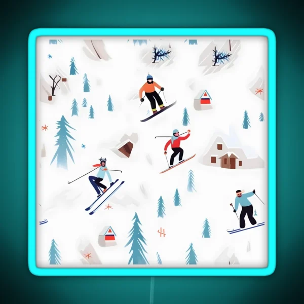 Skiing Gift For Skier Ski Gift Coffee Mug RGB Neon Sign