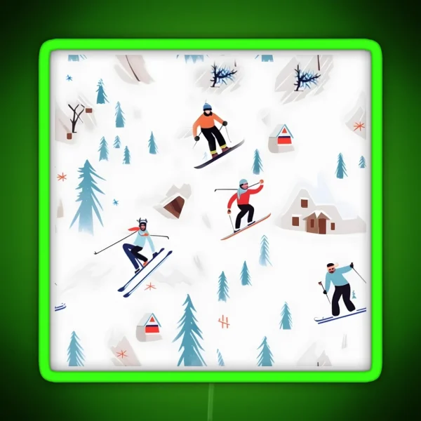 Skiing Gift For Skier Ski Gift Coffee Mug RGB Neon Sign