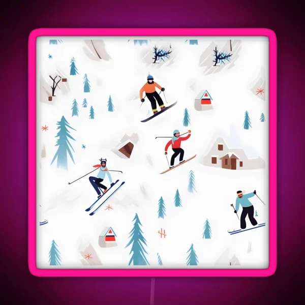 Skiing Gift For Skier Ski Gift Coffee Mug RGB Neon Sign