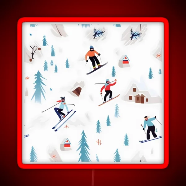 Skiing Gift For Skier Ski Gift Coffee Mug RGB Neon Sign