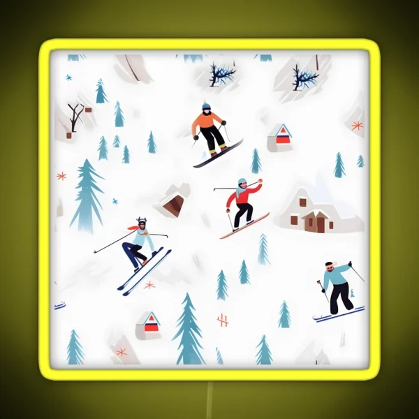 Skiing Gift For Skier Ski Gift Coffee Mug RGB Neon Sign