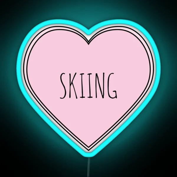 Skiing Heart RGB Neon Sign