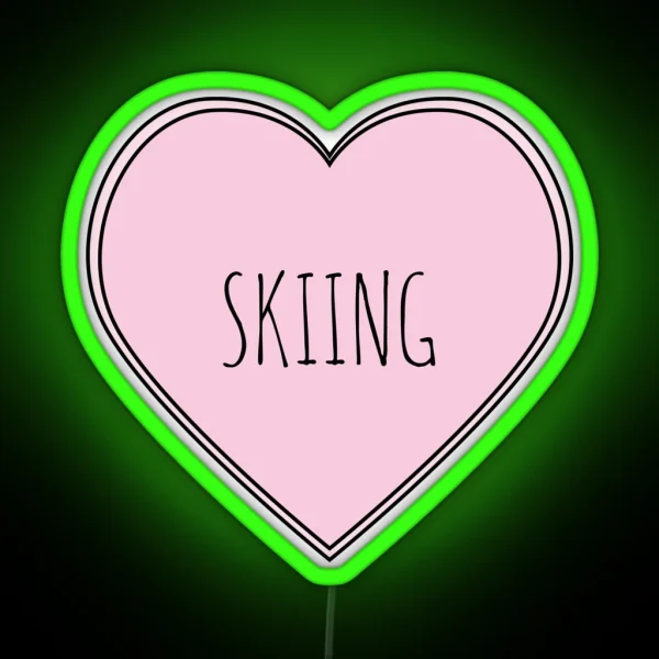 Skiing Heart RGB Neon Sign
