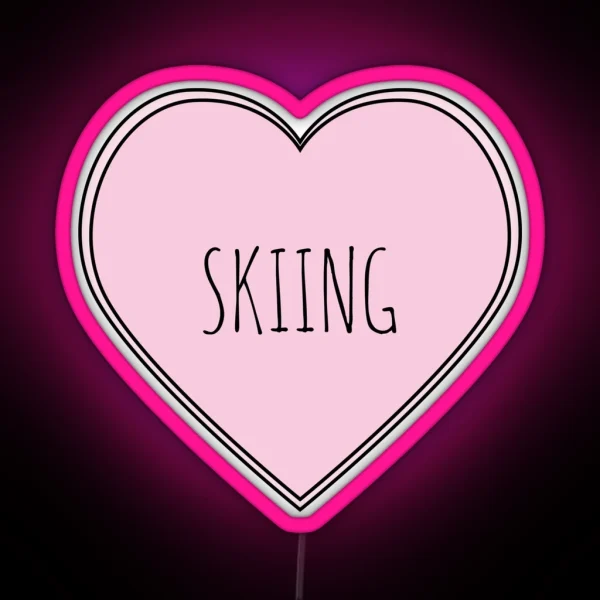 Skiing Heart RGB Neon Sign
