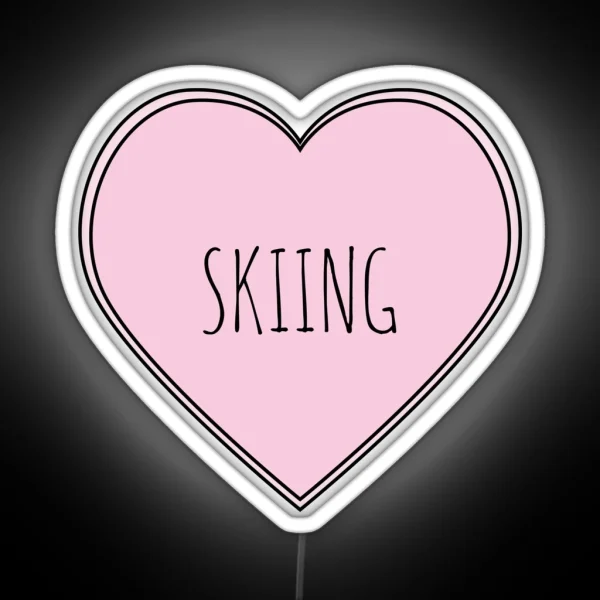 Skiing Heart RGB Neon Sign