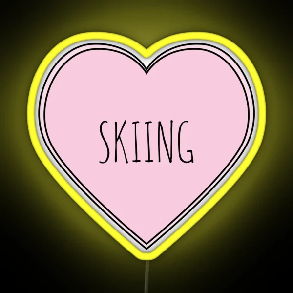 Skiing Heart RGB Neon Sign